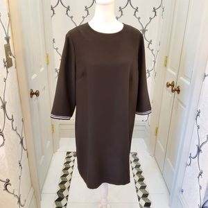 Banana Republic black shift  mini dress with sporty stripe trim. Size 14